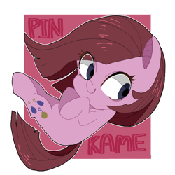 Size: 768x768 | Tagged: safe, artist:destroyer_aky, imported from derpibooru, pinkie pie, earth pony, pony, abstract background, chibi, cute, cuteamena, eye clipping through hair, female, hooves to the chest, mare, pinkamena diane pie, pixiv, solo