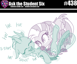 Size: 800x659 | Tagged: safe, artist:sintakhra, imported from derpibooru, ocellus, silverstream, changedling, changeling, classical hippogriff, hippogriff, tumblr:studentsix, adorable face, belly tickling, cuddly, cute, cuteling, cuteness overload, daaaaaaaaaaaw, diabetes, diaocelles, diastreamies, female, hugable, huggable, laughing, raspberry, sintakhra is trying to murder us, tickle torture, tickling, ticklish tummy, tummy buzz, weapons-grade cute