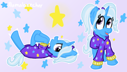 Size: 3840x2160 | Tagged: safe, artist:llamalauncher, imported from derpibooru, trixie, pony, unicorn, babysitter trixie, cute, diatrixes, female, mare, pigtails, solo