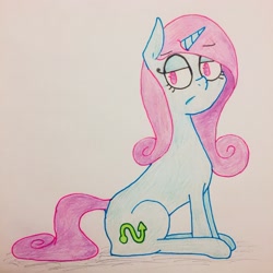 Size: 2048x2048 | Tagged: safe, artist:hrafnkyn, imported from derpibooru, oc, oc only, oc:ultra violet, pony, unicorn, photo, solo, traditional art