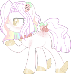 Size: 2084x2178 | Tagged: safe, artist:azrealrou, imported from derpibooru, oc, oc only, oc:strawberry cream az, earth pony, pony, butt freckles, collar, colored pupils, female, freckles, mare, raised hoof, simple background, smiling, solo, transparent background