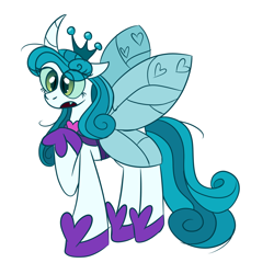 Size: 1000x1000 | Tagged: safe, artist:rubyg242, imported from derpibooru, queen chrysalis, changedling, changeling, changeling queen, a better ending for chrysalis, cute, cutealis, female, hoof shoes, jewelry, purified chrysalis, regalia, simple background, solo, white background