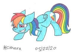 Size: 981x717 | Tagged: safe, artist:cmara, imported from derpibooru, rainbow dash, pegasus, pony, badass, female, mare, solo, traditional art