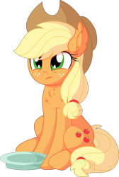 Size: 5448x8085 | Tagged: safe, artist:cyanlightning, imported from derpibooru, applejack, earth pony, pony, .svg available, absurd resolution, applejack's hat, behaving like a dog, cowboy hat, female, hat, mare, simple background, sitting, solo, transparent background, vector