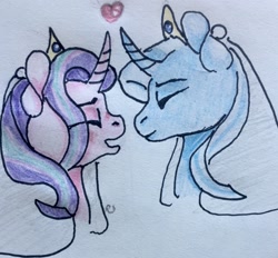 Size: 2583x2397 | Tagged: safe, artist:rotten-jaws, imported from derpibooru, starlight glimmer, trixie, pony, unicorn, female, lesbian, shipping, startrix, traditional art