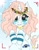 Size: 1075x1371 | Tagged: safe, alternate version, artist:_wulfie, imported from derpibooru, oc, oc only, oc:angel paw, pony, unicorn, blushing, camera shot, clothes, cloud, fangs, floral head wreath, flower, heart eyes, horn, jewelry, leonine tail, necklace, paw prints, smiling, socks, solo, striped socks, sun, unicorn oc, wingding eyes