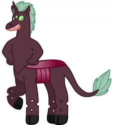 Size: 1327x1459 | Tagged: safe, artist:kindheart525, imported from derpibooru, oc, oc:bumblebee, hybrid, auraverse, interspecies offspring, offspring, parent:lord tirek, parent:queen chrysalis, parents:chrystirek, third eye, three eyes