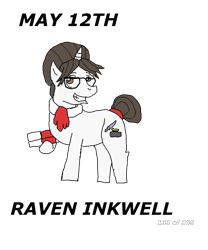 Size: 1000x1200 | Tagged: safe, artist:eunos, imported from derpibooru, raven, pony, unicorn, ascot, female, glasses, hair bun, mare, paperwork, scroll, simple background, solo, transparent background