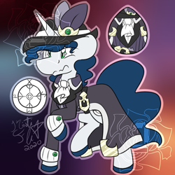 Size: 2000x2000 | Tagged: safe, artist:rosexknight, imported from derpibooru, oc, oc:runic bolt, unicorn, belt, clothes, coat, cutie mark, fancy, hat, male, reference sheet, watermark