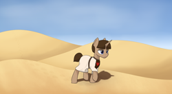 Size: 6000x3293 | Tagged: safe, artist:czu, imported from derpibooru, oc, oc only, oc:blurred hoof, pony, unicorn, absurd resolution, commission, desert, dune, solo