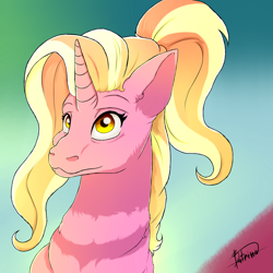 Size: 4100x4100 | Tagged: safe, artist:batrina, imported from derpibooru, luster dawn, pony, unicorn, the last problem, absurd resolution, bust, female, mare, portrait, signature, solo