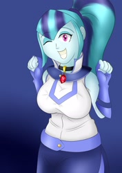 Size: 1024x1449 | Tagged: safe, artist:wolfjarl, imported from derpibooru, sonata dusk, human, equestria girls, alexis rhodes, asuka tenjouin, breasts, busty sonata dusk, clothes, cosplay, costume, yu-gi-oh!, yu-gi-oh! gx