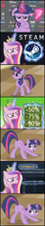 Size: 647x3267 | Tagged: safe, edit, edited screencap, editor:wangkingfun, imported from derpibooru, screencap, princess cadance, twilight sparkle, alicorn, pony, unicorn, a canterlot wedding, the ticket master, chinese, female, game, money, steam (software)