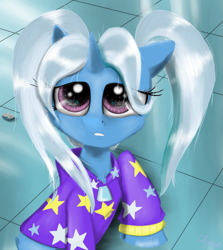 Size: 2455x2755 | Tagged: safe, artist:chopsticks, imported from derpibooru, boulder (pet), trixie, pony, unicorn, alternate hairstyle, babysitter trixie, boulder (g4), cheek fluff, chest fluff, clothes, crossing the memes, cute, diatrixes, female, gameloft, gameloft interpretation, high res, hoodie, looking up, meme, pigtails, raised hoof, sailor moon, sailor moon redraw meme, serena tsukino, solo, tsukino usagi, twintails