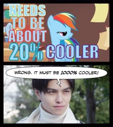 Size: 1242x1401 | Tagged: safe, edit, edited screencap, imported from derpibooru, screencap, rainbow dash, human, pegasus, pony, suited for success, 1000%, 20% cooler, comic, gai amatsu, irl, irl human, kamen rider, kamen rider zero-one, photo, screencap comic