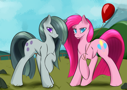 Size: 4025x2844 | Tagged: safe, artist:renarde-louve, imported from derpibooru, marble pie, pinkie pie, earth pony, pony, female, mare, pie sisters, pinkamena diane pie, siblings, sisters, twins