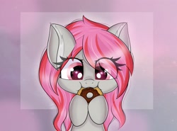 Size: 2560x1899 | Tagged: safe, artist:janelearts, imported from derpibooru, oc, oc only, pony, chibi, donut, female, food, mare, nom, solo