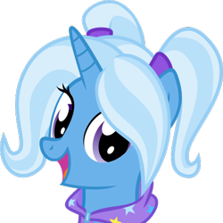 Size: 500x500 | Tagged: safe, artist:the smiling pony, imported from derpibooru, trixie, pony, unicorn, derpibooru, .svg available, babysitter trixie, clothes, derpibooru badge, female, gameloft, gameloft interpretation, hoodie, meta, pigtails, smiling, solo, svg, vector