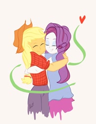 Size: 1280x1653 | Tagged: safe, artist:samyvillaly, imported from derpibooru, applejack, rarity, equestria girls, cowboy hat, doodle, female, hat, heart, hug, lesbian, rarijack, shipping, simple background, white background