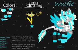 Size: 1566x1024 | Tagged: safe, artist:_wulfie, imported from derpibooru, oc, oc only, oc:wulfie, alicorn, pony, alicorn oc, clothes, female, horn, jewelry, leonine tail, mare, necklace, reference sheet, socks, solo, striped socks, text, tiara, wings