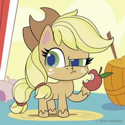 Size: 1080x1080 | Tagged: safe, imported from derpibooru, part of a set, applejack, earth pony, pony, my little pony: pony life, apple, eating, female, food, g4.5, herbivore, official, solo
