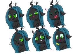 Size: 1024x768 | Tagged: safe, artist:tomizawa96, imported from derpibooru, queen chrysalis, changeling, changeling queen, bust, expressions, female, open mouth, portrait, solo