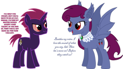 Size: 1920x1085 | Tagged: safe, artist:shadymeadow, imported from derpibooru, oc, oc only, oc:nocturne jungle, oc:oscura fortunata, pony, unicorn, vampire, vampony, female, male, mare, oc villain, simple background, stallion, teenager, transparent background