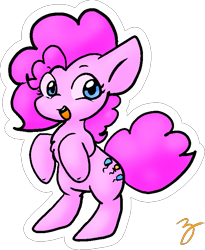 Size: 621x756 | Tagged: safe, artist:zutcha, imported from derpibooru, pinkie pie, earth pony, pony, chest fluff, cute, diapinkes, female, happy, rearing, simple background, smiling, solo, transparent background