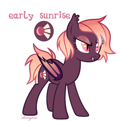 Size: 1388x1387 | Tagged: safe, artist:shineyaris, imported from derpibooru, oc, oc only, oc:early sunrise, bat pony, pony, angry, bat pony oc, bat wings, ear fluff, fangs, female, folded wings, mare, signature, simple background, slit eyes, slit pupils, solo, wavy mouth, white background, wings