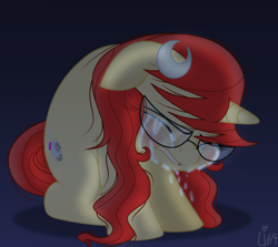 Size: 2668x2376 | Tagged: safe, artist:lumi-infinite64, imported from derpibooru, pony, unicorn, cartoon network, crescent moon, crossover, crying, glasses, hairclip, johnny test, loose hair, mary test, moon, ponified, sad, sadness, solo