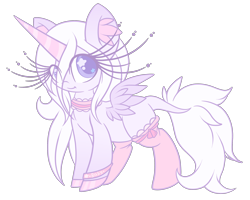 Size: 2484x1989 | Tagged: safe, artist:starlightlore, imported from derpibooru, oc, oc only, oc:sugar star crystal, alicorn, pony, alicorn oc, choker, clothes, female, horn, mare, simple background, socks, solo, transparent background, wings