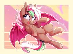 Size: 1863x1371 | Tagged: safe, artist:thegamblehorse, imported from derpibooru, oc, oc only, oc:data breach, bat pony, pony, :p, bat pony oc, bat wings, chest fluff, colored hooves, cute, female, mare, pink wings, solo, tongue out, wings