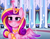 Size: 1295x1000 | Tagged: safe, artist:meqiopeach, imported from derpibooru, princess cadance, alicorn, crystal pony, pony, big eyes, blushing, crystal empire, digital art, drawing, fanart, female, frienship, full background, heart, hoof shoes, horn, jewelry, love, magic, my little pony, necklace, pink, princess, purple, raised hoof, smiling, smine, solo, wings