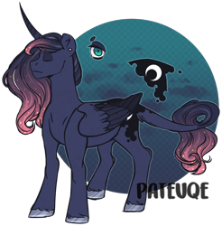 Size: 1478x1499 | Tagged: safe, artist:duskysketch, imported from derpibooru, princess luna, alicorn, pony, alternate design, female, gradient mane, leonine tail, simple background, solo, transparent background