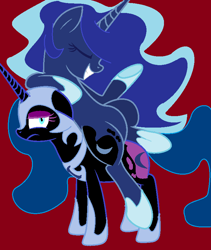 Size: 700x829 | Tagged: safe, artist:discommunicator, artist:mew-vocaloid, imported from derpibooru, nightmare moon, princess luna, alicorn, pony, base used, duo, duo female, female, luna riding nightmare moon, mare, ponies riding ponies, riding, self riding