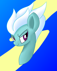 Size: 1358x1700 | Tagged: safe, artist:notadeliciouspotato, imported from derpibooru, fleetfoot, pegasus, pony, abstract background, bust, female, gradient background, lidded eyes, mare, smiling, solo