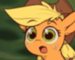 Size: 1080x866 | Tagged: safe, artist:assasinmonkey, imported from derpibooru, applejack, earth pony, pony, :o, blurry, bust, cute, digital art, female, jackabetes, mare, meme, open mouth, parody, ponified meme, portrait, reaction image, solo, surprised, surprised pikachu