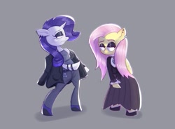 Size: 1357x1000 | Tagged: safe, artist:another_pony, imported from derpibooru, fluttershy, rarity, pegasus, semi-anthro, unicorn, clothes, duo, fashion, fluttergoth, goth