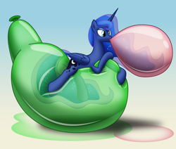 Size: 2182x1850 | Tagged: safe, artist:bladedragoon7575, imported from derpibooru, princess luna, alicorn, pony, balloon, balloon fetish, balloon riding, balloon sitting, blowing up balloons, ethereal mane, female, fetish, gradient background, loonerluna, mare, party balloon, starry mane, that pony sure does love balloons, vector