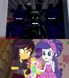 Size: 1920x2160 | Tagged: safe, imported from derpibooru, rarity, sunset shimmer, costume conundrum, equestria girls, equestria girls series, spoiler:eqg series (season 2), 3d, comparison, five nights at freddy's, princess rarity, shadow bonnie, shadow freddy, shrunken pupils, source filmmaker, the special strike, thehottest dog, vampire shimmer, white eyes