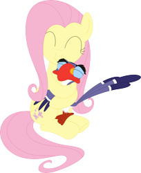 Size: 2906x3562 | Tagged: safe, artist:porygon2z, imported from derpibooru, fluttershy, bird, pegasus, pony, disney, hug, simple background, the lion king, transparent background, vector, zazu