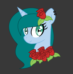 Size: 1076x1096 | Tagged: safe, artist:lominicinfinity, imported from derpibooru, oc, oc only, oc:infinity mi rosalinda, alicorn, pony, base used, bust, flower, flower in hair, portrait, solo