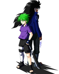 Size: 800x1000 | Tagged: safe, artist:danmakuman, imported from derpibooru, spike, oc, human, anime, anime style, feet, humanized, naruto, ninja, simple background, teacher and student, transparent background