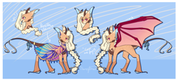 Size: 3966x1828 | Tagged: safe, artist:honeybbear, imported from derpibooru, oc, oc only, bat pony, pony, female, horns, mare, solo