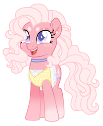 Size: 1289x1572 | Tagged: safe, artist:unoriginai, imported from derpibooru, pinkie pie, pony, alternate design, choker, clothes, cotton candy, cute, diapinkes, dress, ear piercing, earring, eyebrows, jewelry, lace, outfit, piercing, redesign