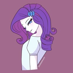 Size: 1080x1080 | Tagged: safe, alternate version, artist:balladofcarol, imported from derpibooru, rarity, human, equestria girls, bedroom eyes, bust, clothes, eyelashes, female, hairclip, solo