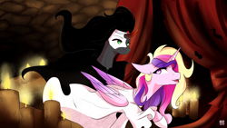 Size: 1920x1080 | Tagged: safe, artist:lunastyczna, imported from derpibooru, king sombra, princess cadance, alicorn, pony, animatic, clothes, cover, dress, eye, eyes, mask, phantom of the opera, robe, singing