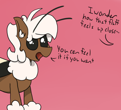 Size: 1100x1000 | Tagged: safe, artist:stemthebug, imported from derpibooru, oc, oc:stem bedstraw, hybrid, moth, mothpony, original species, cute, flirting, male