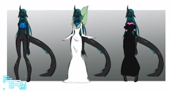 Size: 2048x1118 | Tagged: safe, artist:tea-redrex, imported from derpibooru, oc, oc only, anthro, changeling queen, unguligrade anthro, changeling queen oc, clothes, colored, dress, female, nudity