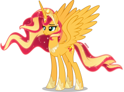 Size: 4000x2965 | Tagged: safe, artist:orin331, imported from derpibooru, sunset shimmer, alicorn, pony, alicornified, alternate universe, crown, cutie mark, ethereal mane, female, future sunset, jewelry, older, older sunset, race swap, regalia, shimmercorn, simple background, smiling, solo, starry mane, transparent background